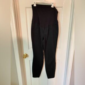Maternity Stretchy Black Work Pants with Full Belly Panel